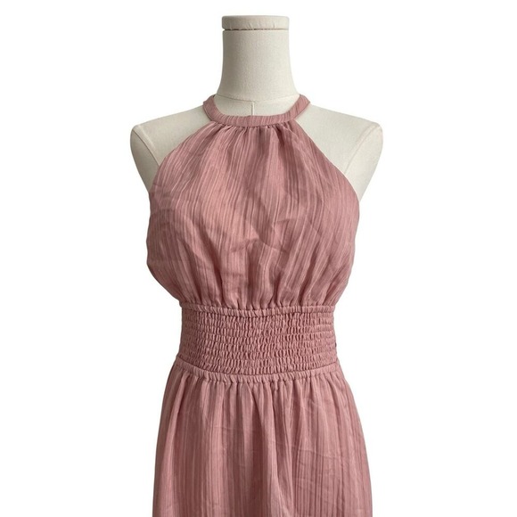 Express Pink Smocked Halter Dress Small Tiered Ruffle Fairycore Boho Cottagecore - Picture 5 of 11